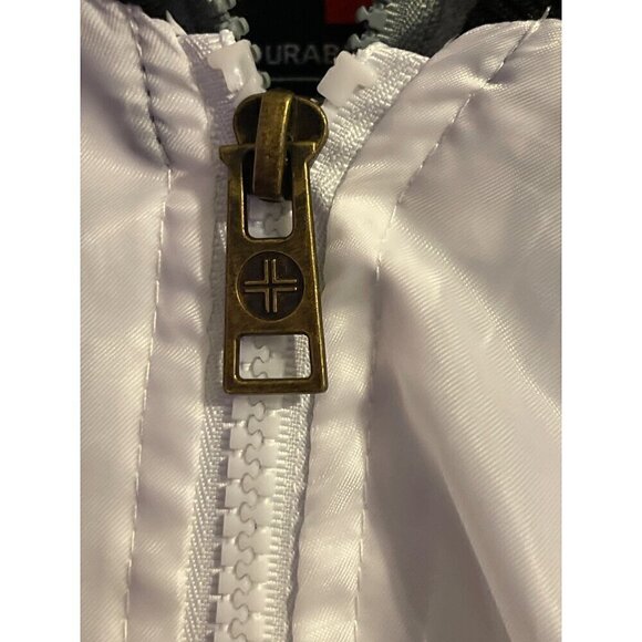 White and Grey Swiss Cross Hoodie Bomber Jacket Size Small NWOT - Picture 4 of 16